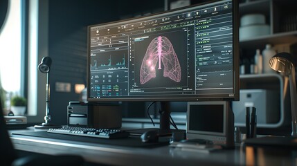 Naklejka premium The Computer Screen Displays Relevant Patient Information