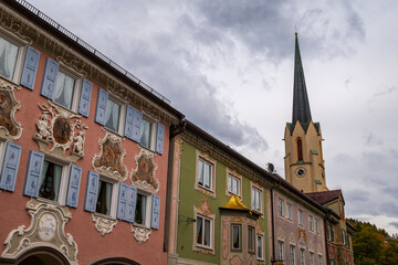 Mural painting on the historic Ludwig Street in Partenkirchen, Germany.