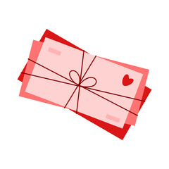 Stack of love letters and envelopes. Love, romance, Valentine's day concept. Vector illustration isolated on white background