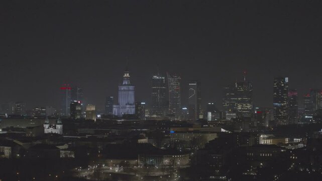 Panorama Warszawy Nocą 