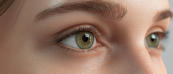 Naklejka premium Closeup of a Womans Beautiful Green Eye and Eyebrow