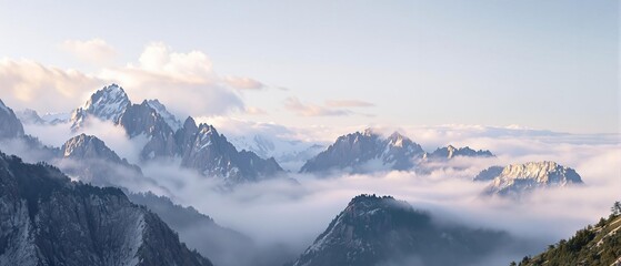 Close-up of a framed poster with a scenic landscape, scenic view, nature scene, wall feature, landscape photography