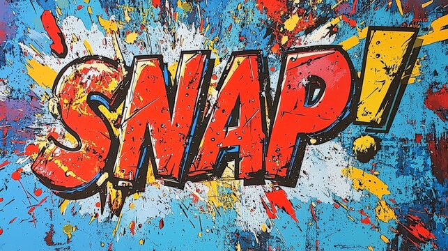 An artistic rendition of a comic-style blast, showcasing the expressive 'SNAP!' text amidst vivid color explosions, creating a lively and bold thematic display.