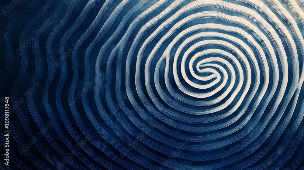 Aufkleber abstract circular pattern with blue and white waves and depth
