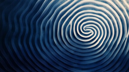 Obraz premium Abstract Circular Pattern with Blue and White Waves and Depth
