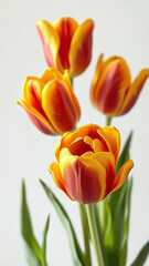 Fototapeta premium Close-up of yellow and red tulips in full bloom, flora, petals, blooming