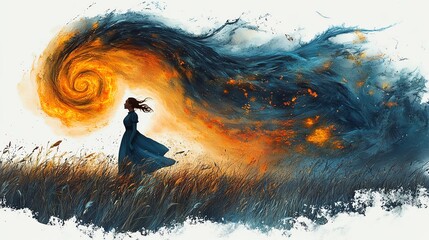 The Wizard of Oz. Person in a swirling, colorful landscape