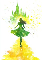 The Wizard of Oz. Enchanting silhouette with castle backdrop