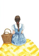 The Wizard of Oz. Girl with basket on a yellow blanket