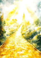 The Wizard of Oz. Pathway through a bright, golden landscape