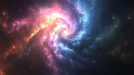 Obraz premium Colorful Swirling Nebula in Deep Space with Bright Stars and Gas