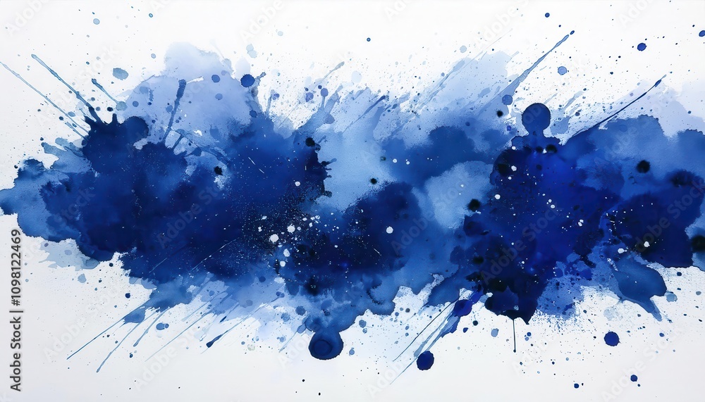 Poster Explosive Aesthetics. Vibrant Blue Abstract Ink Splash Representing Creativity, Freedom, and Dynamic Expression in Modern Art with Applications in Digital Design and Home Decor Concepts