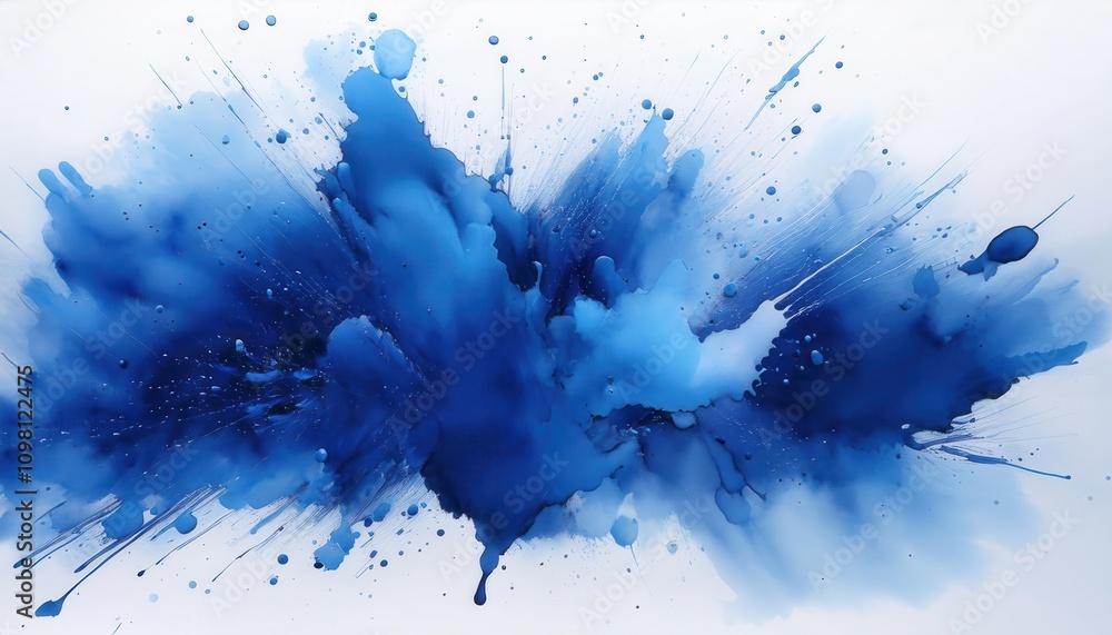 Aufkleber Explosive Aesthetics. Vibrant Blue Abstract Ink Splash Representing Creativity, Freedom, and Dynamic Expression in Modern Art with Applications in Digital Design and Home Decor Concepts