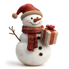 Snowman Holding a Gift Holiday Decoration Design