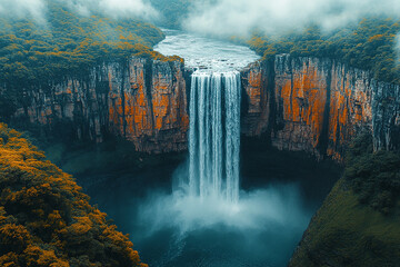 Angel Falls Venezuela top view realistic photo