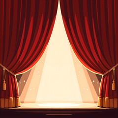 빨간색 커튼이 쳐져 있는 공연 무대