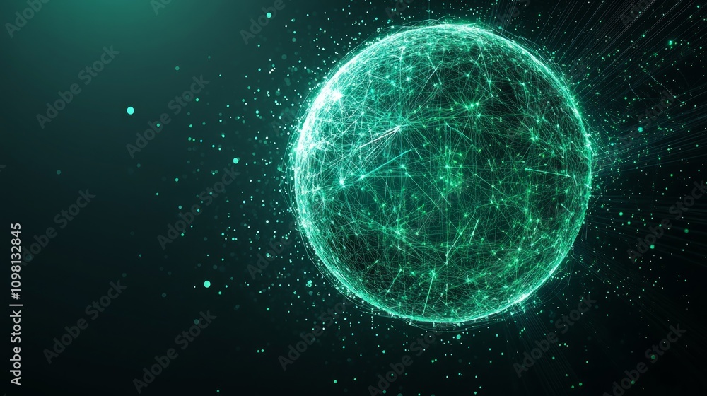 Aufkleber abstract glowing sphere with interconnected lines and particles, representing global network or conn