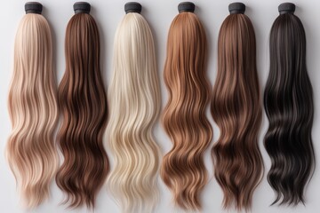 Fototapeta premium Hair Color Samples on White Background 