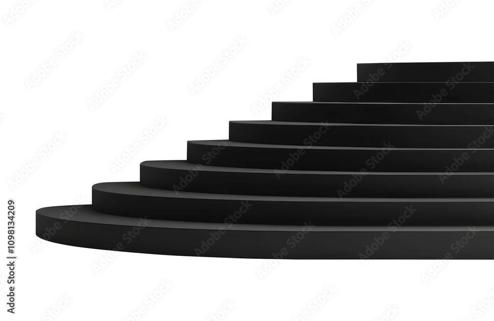 Poster black circular tiered platform design with a sleek and modern appearance, featuring concentric level