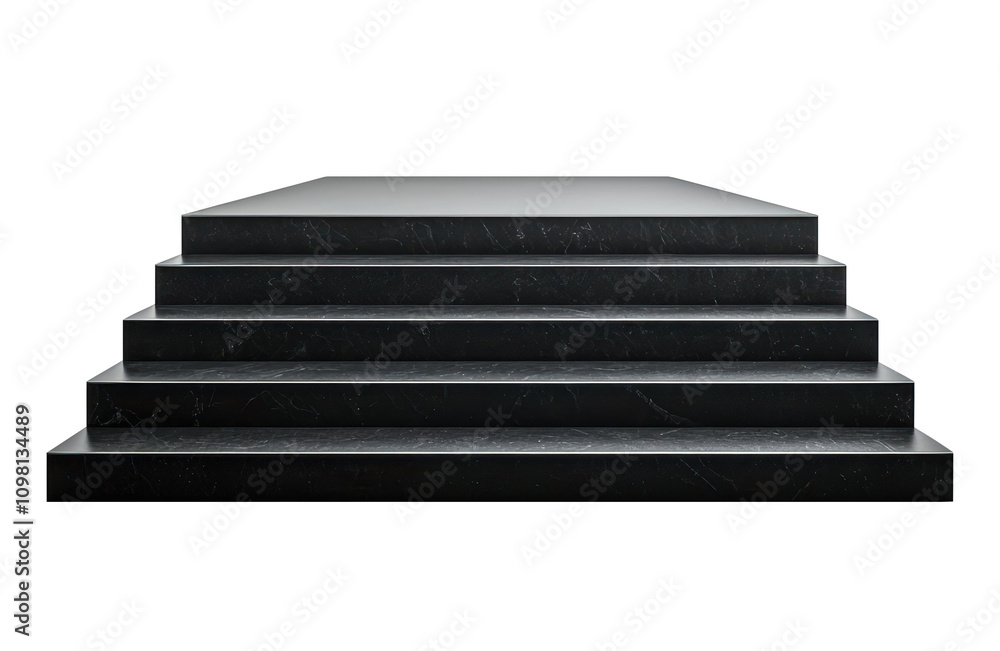 Poster black marble tiered display platform with a luxurious and elegant design, featuring multiple levels 