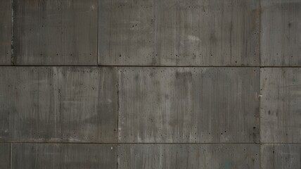 Fototapeta premium Grey concrete wall with rectangular panels, showing texture and subtle variations in tone.