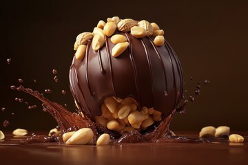 Naklejka premium Chocolate Sphere with Peanuts 