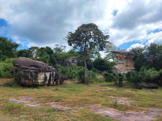 The big stone and the tree, Hin Chang Si View Point, Khon Kaen.