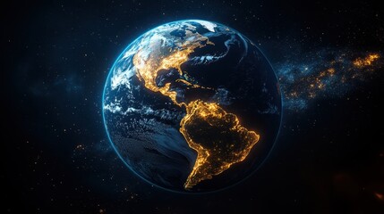 Naklejka premium Illuminated earth from space at night 