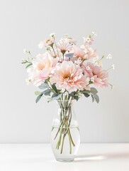 Fototapeta premium Watercolor flowers in a vase on a white background, canvas, vibrant, pattern, design
