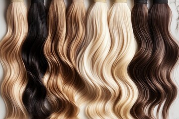 Fototapeta premium Hair extensions in various shades 