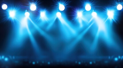 Stage Lights: Blue Illumination on Empty Stage