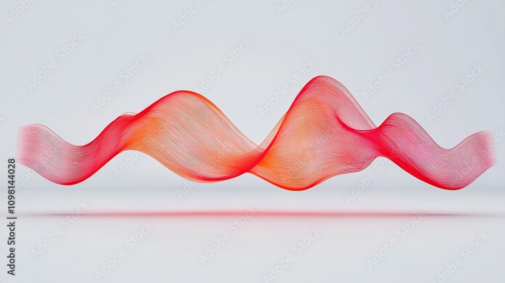 Poster abstract rhythmic waveform forming continuous fluid loop on white background