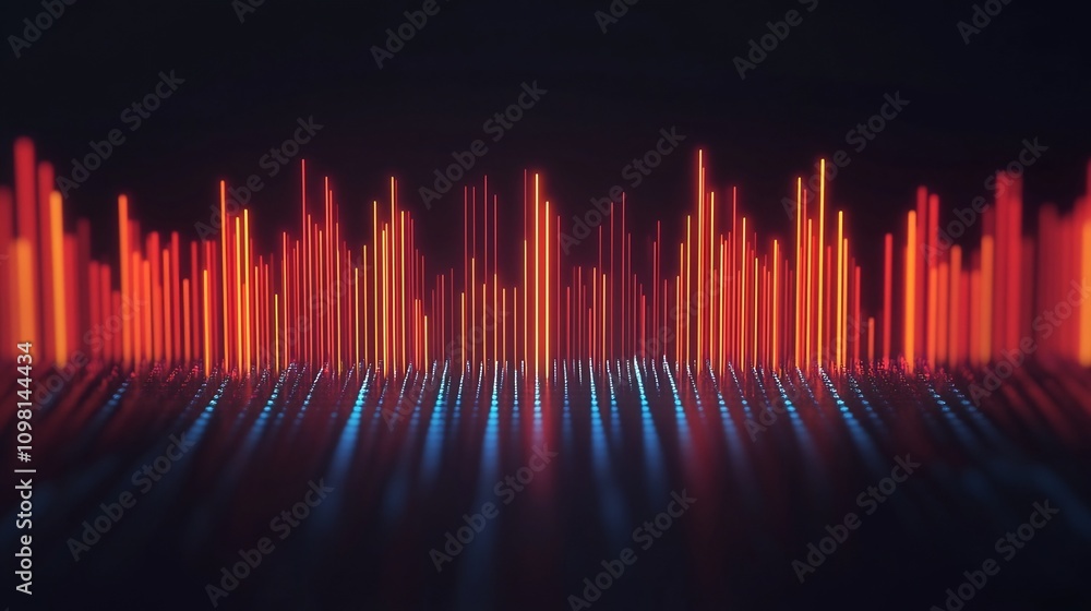Poster pulsating drumbeat rhythm with flowing audio waves,energetic 3d