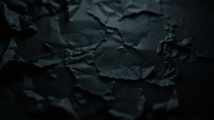 Obraz premium A Deep and Textured Abstract of Crumpled Black Paper, a Study in Shadows and Uneven Surfaces