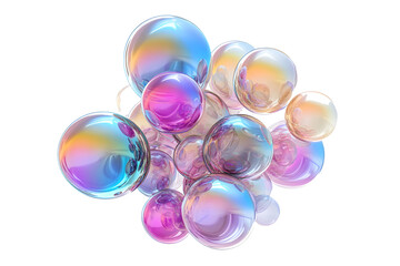 soap bubbles isolated on white  and liquid splash, transparent background, PNG file