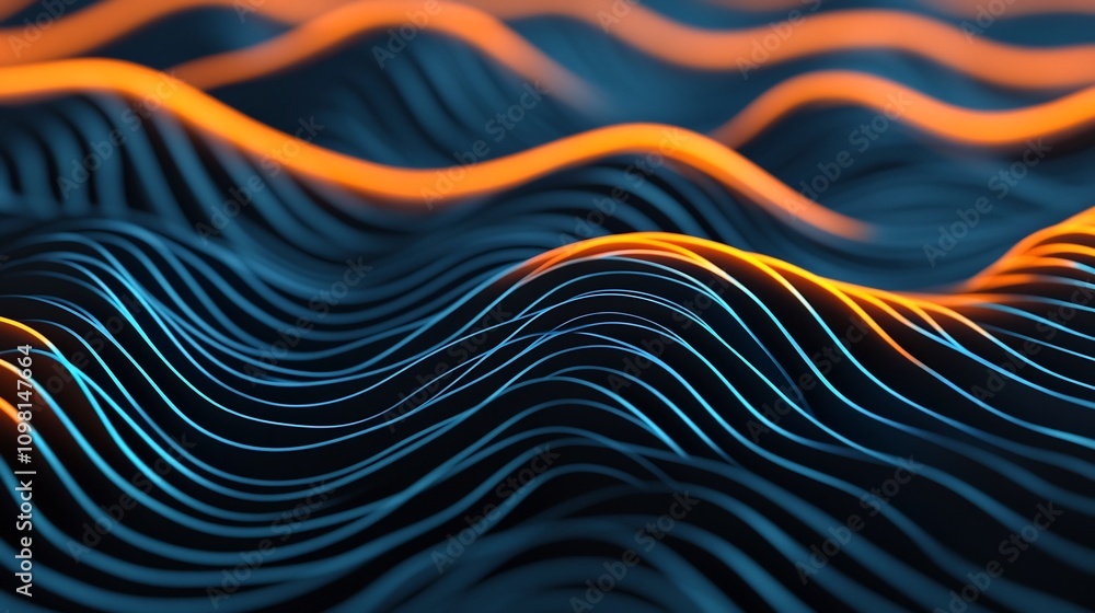 Poster rhythmic symmetrical sound waves in dynamic 3d