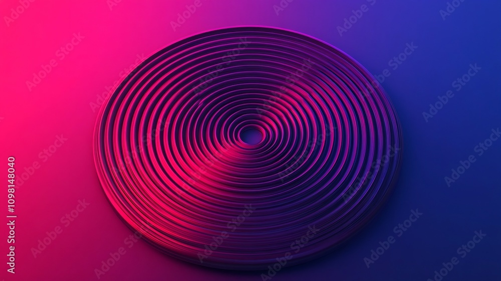 Poster spiral sound wave graphic icon with rhythmic pulsing rays in 3d
