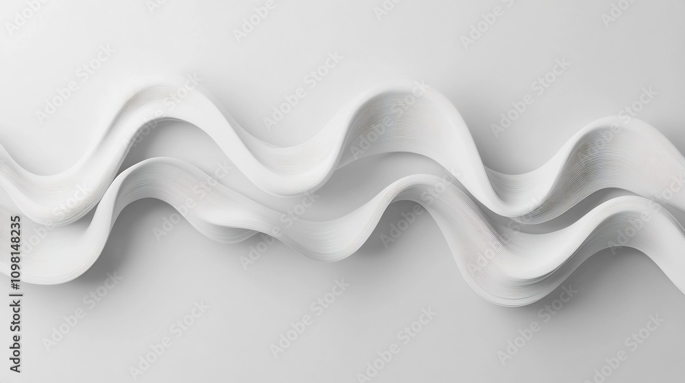 Poster rhythmic waveform loops in minimalist 3d on white background