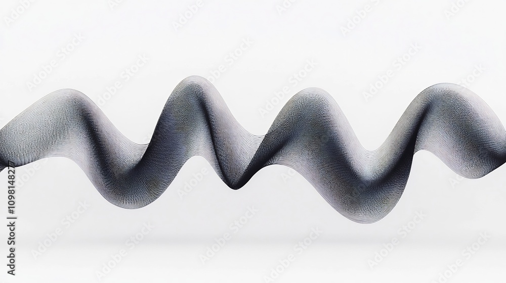 Poster minimalist waveform forming rhythmic loops on white background 3d