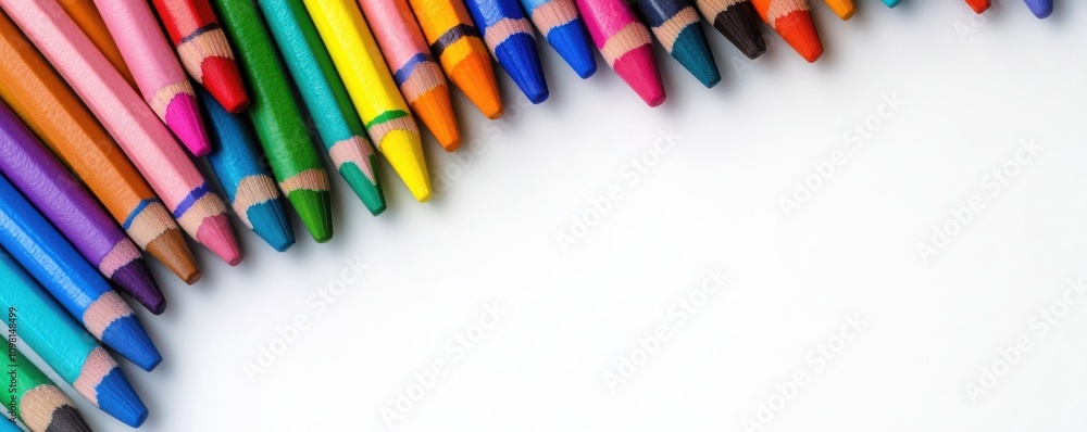 Aufkleber a vibrant array of colorful crayons arranged neatly on a white background, perfect for art projects 
