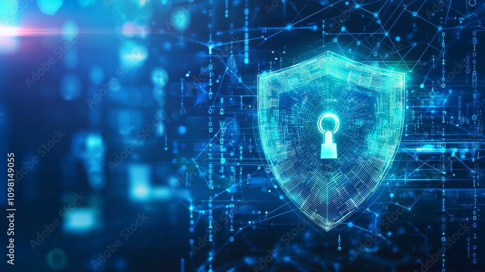 Poster digital shield for cyber security with network connectivity