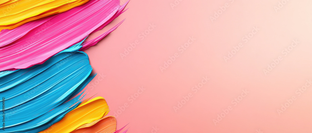 Poster soft gradient backdrop, gentle brushstroke textures, serene colors blending seamlessly, creating a c