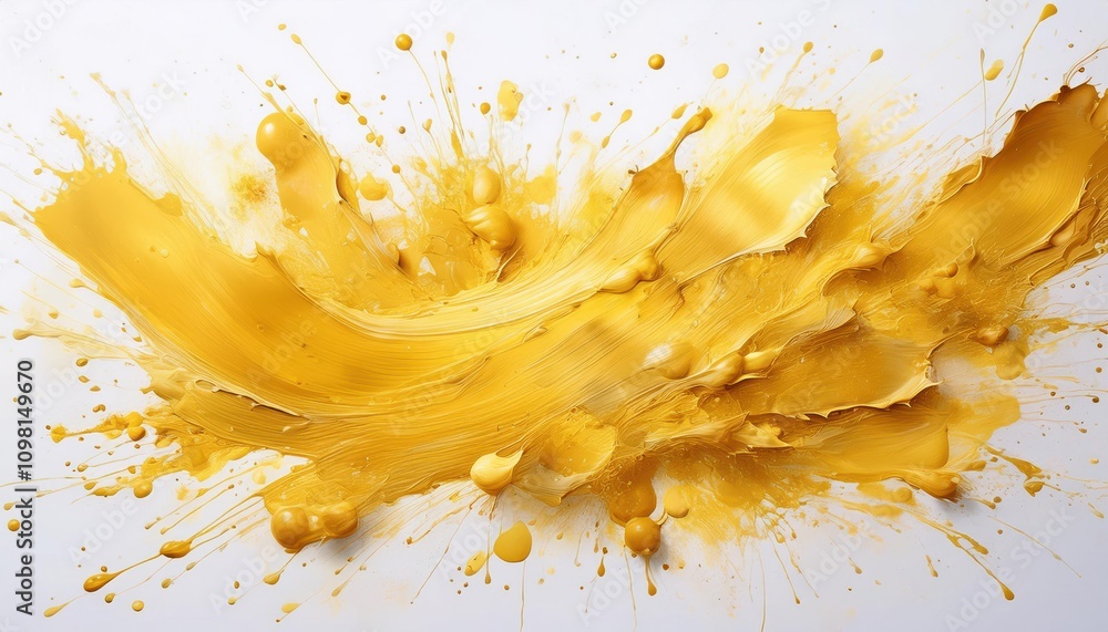 Aufkleber vivid burst of yellow paint exploding with energy. dynamic expression of creativity and artistry sho