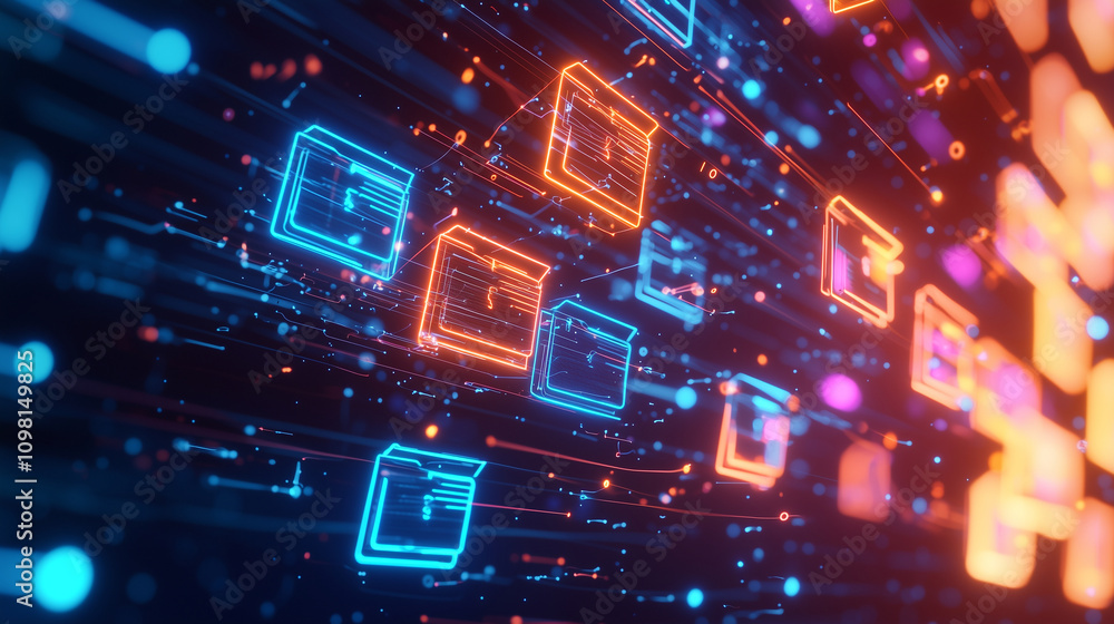 Aufkleber virtual network visualization with digital file organization