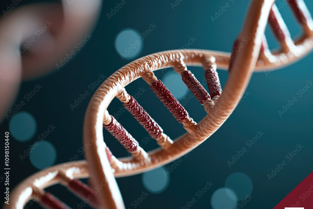 Poster intricate double helix dna structure, showcasing detailed molecular composition and arrangement, emp