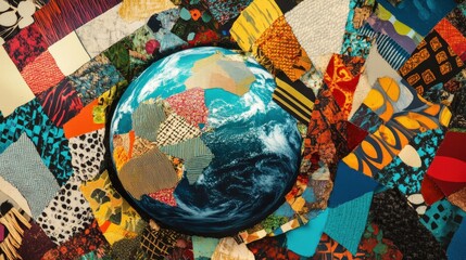 Fototapeta premium A Patchwork of Textures Surrounding a Globe