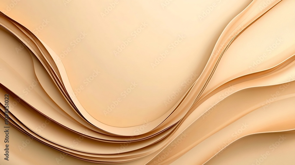 Poster elegant beige abstract paper curve compositions showcasing minimalism and sophistication