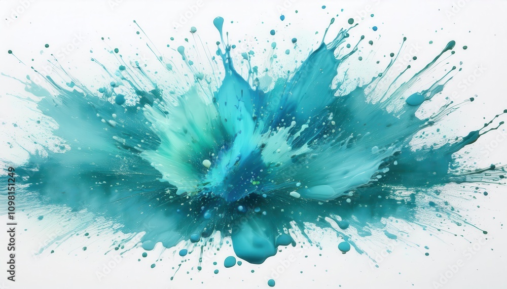 Poster dynamic oceanic energy explosion. mesmerizing abstract of turquoise splashes evoking fluid motion an