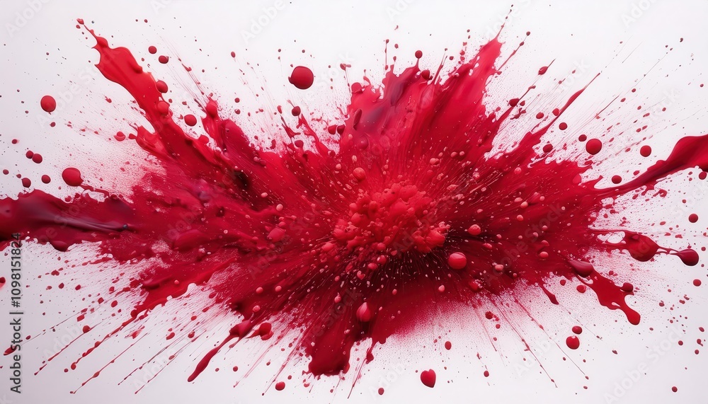 Poster dynamic explosion of vibrant red liquid. abstract high speed splash art capturing energy, passion, a
