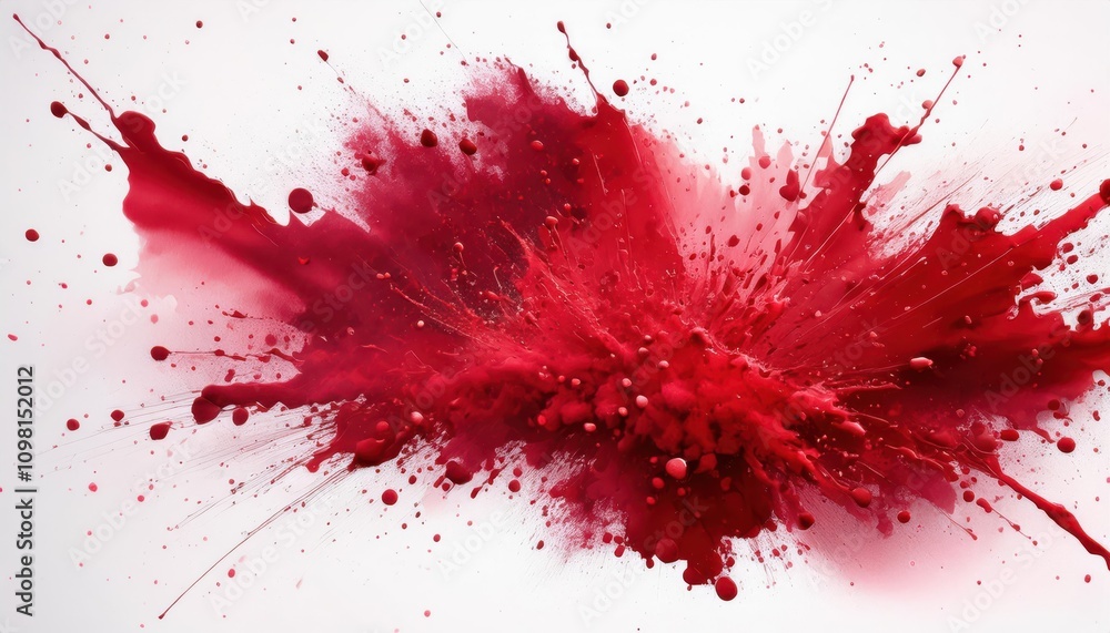 Poster dynamic explosion of vibrant red liquid. abstract high speed splash art capturing energy, passion, a